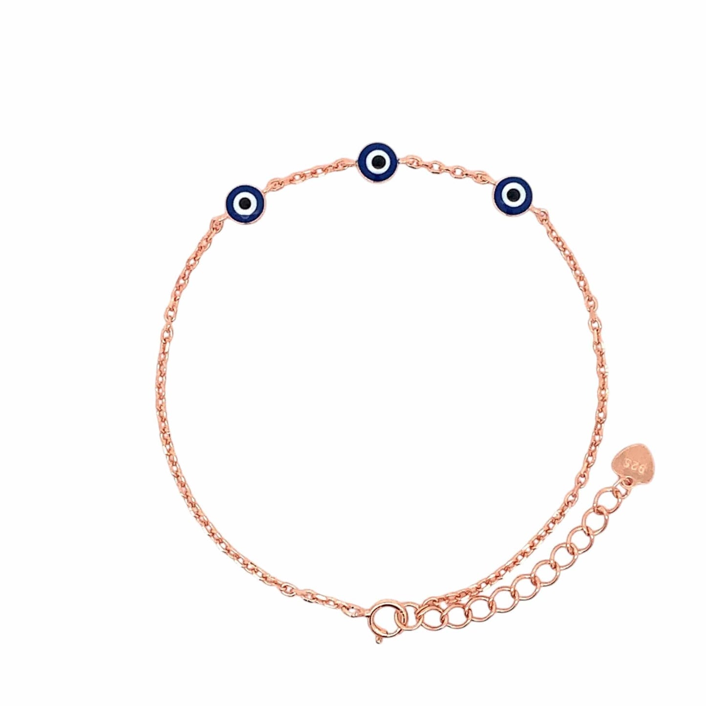 Trio Evil Eye Bracelet (Pure Silver) - Rose Gold
