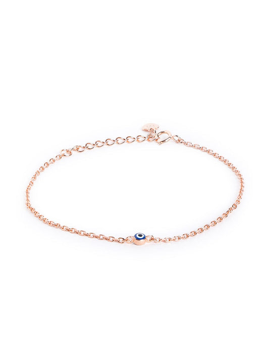 Tiny Evil Eye Bracelet (Pure Silver) - Rose Gold