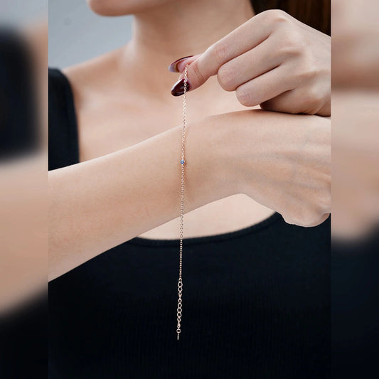 Tiny Evil Eye Bracelet (Pure Silver) - Rose Gold