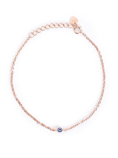Tiny Evil Eye Bracelet (Pure Silver) - Rose Gold