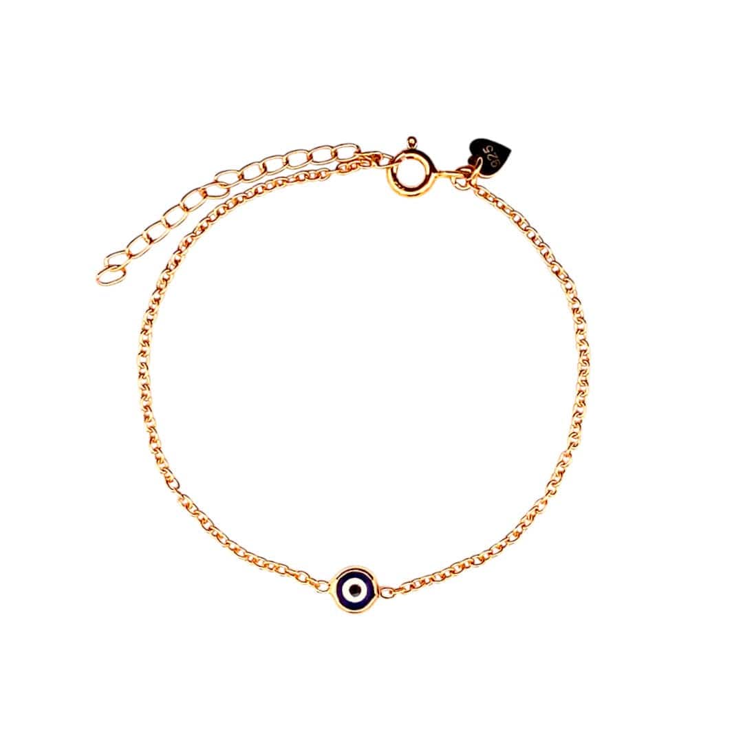 Tiny Evil Eye Bracelet (Pure Silver) - Rose Gold