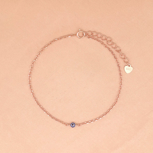 Tiny Evil Eye Bracelet (Pure Silver) - Rose Gold
