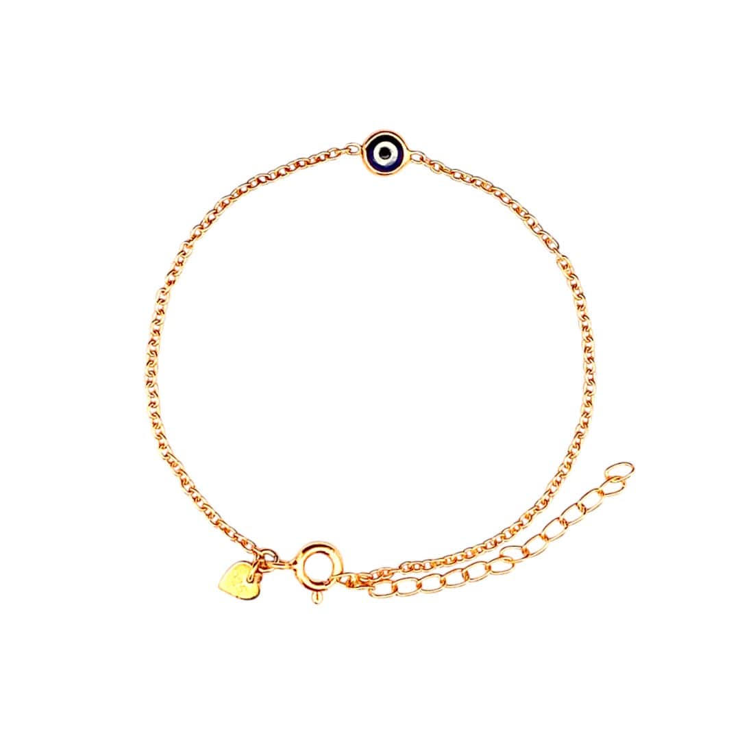 Tiny Evil Eye Bracelet (Pure Silver) - Rose Gold