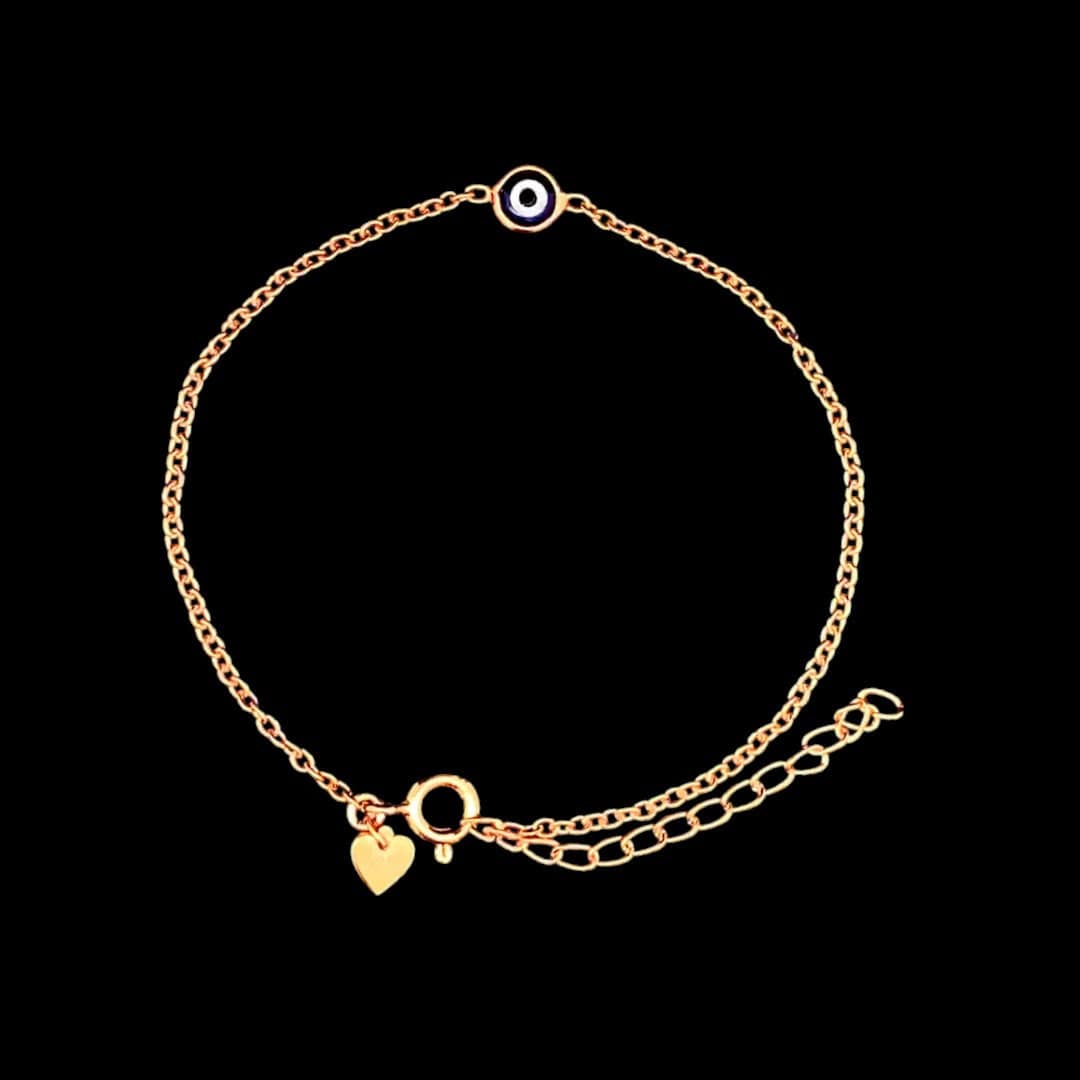 Tiny Evil Eye Bracelet (Pure Silver) - Rose Gold