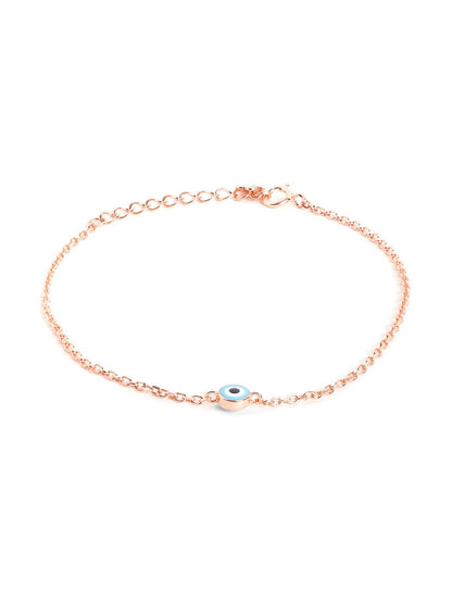 Sky Blue Evil Eye Bracelet (Pure Silver) - Rose Gold