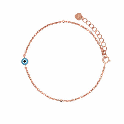Sky Blue Evil Eye Bracelet (Pure Silver) - Rose Gold