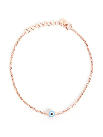 Sky Blue Evil Eye Bracelet (Pure Silver) - Rose Gold