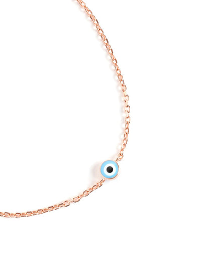 Sky Blue Evil Eye Bracelet (Pure Silver) - Rose Gold