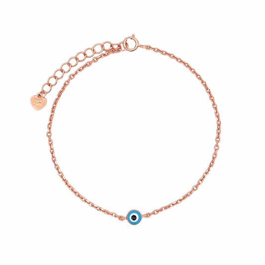 Sky Blue Evil Eye Bracelet (Pure Silver) - Rose Gold