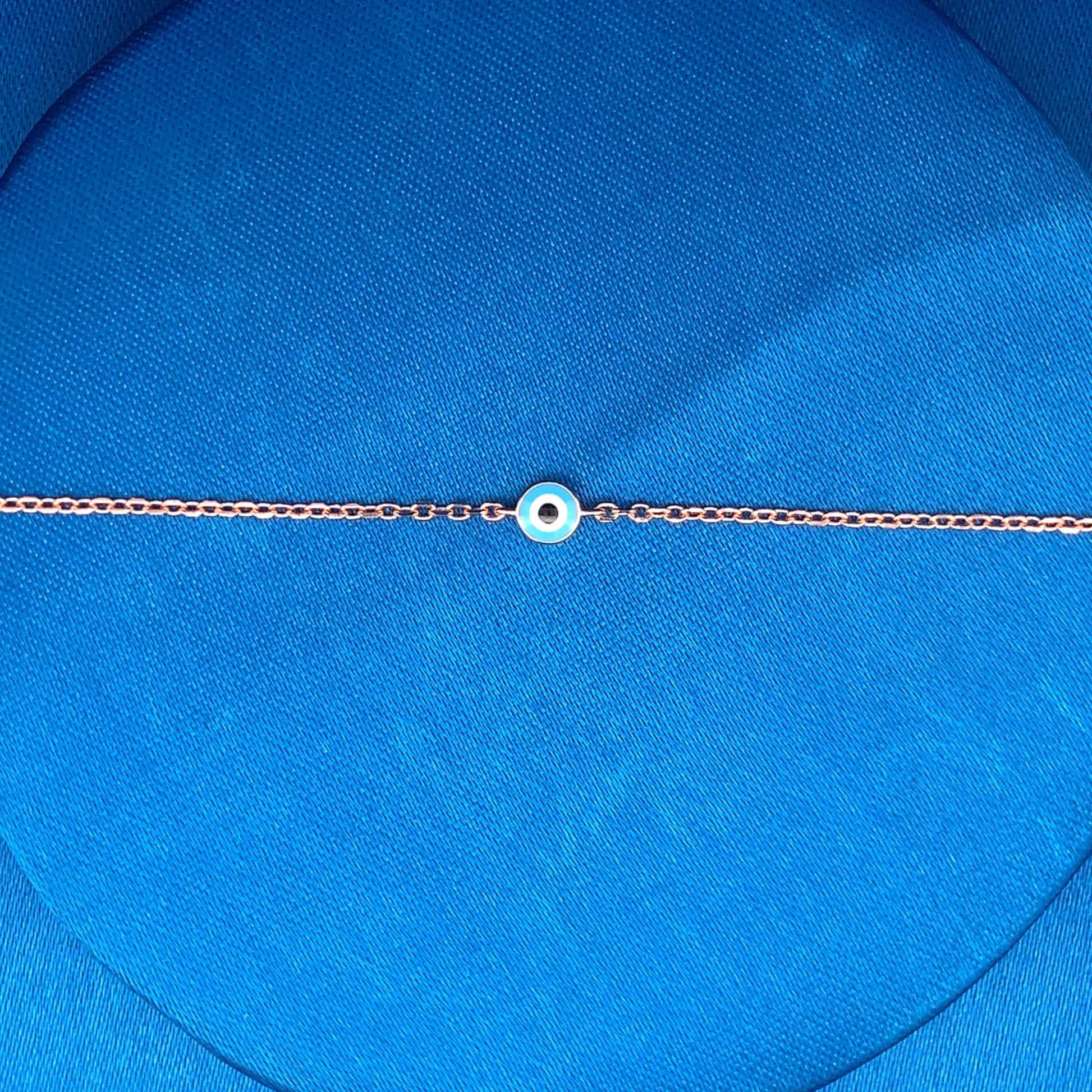 Sky Blue Evil Eye Bracelet Rose Gold