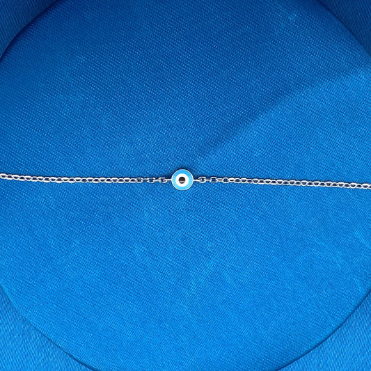 Sky Blue Evil Eye Bracelet Silver