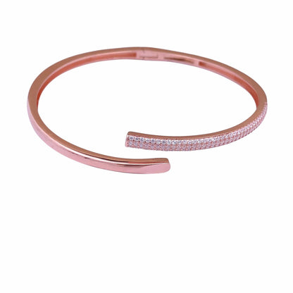 Zirconia Cuff Bracelet (Pure Silver) - Rose Gold