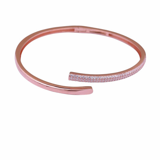 Zirconia Cuff Bracelet (Pure Silver) - Rose Gold