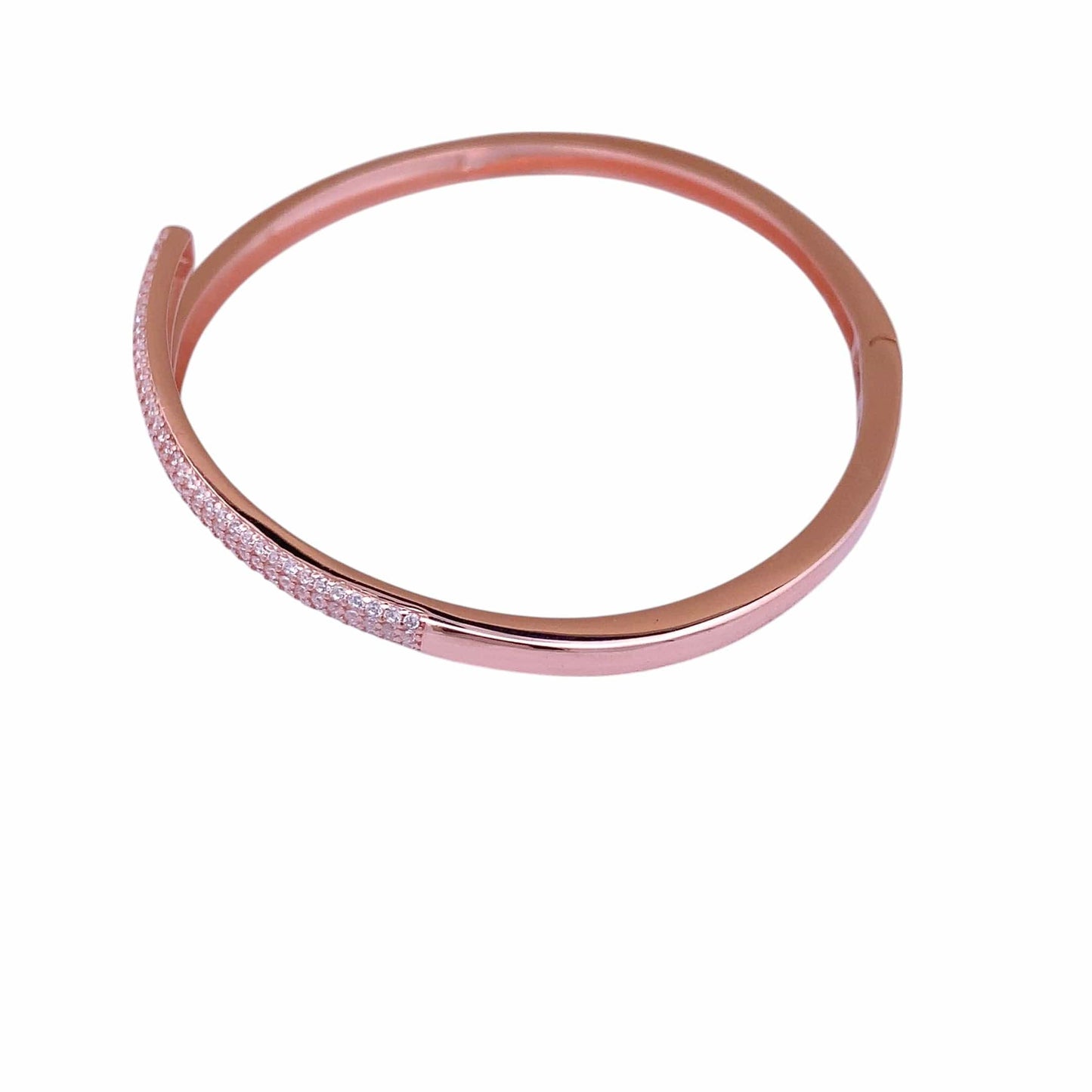 Zirconia Cuff Bracelet (Pure Silver) - Rose Gold