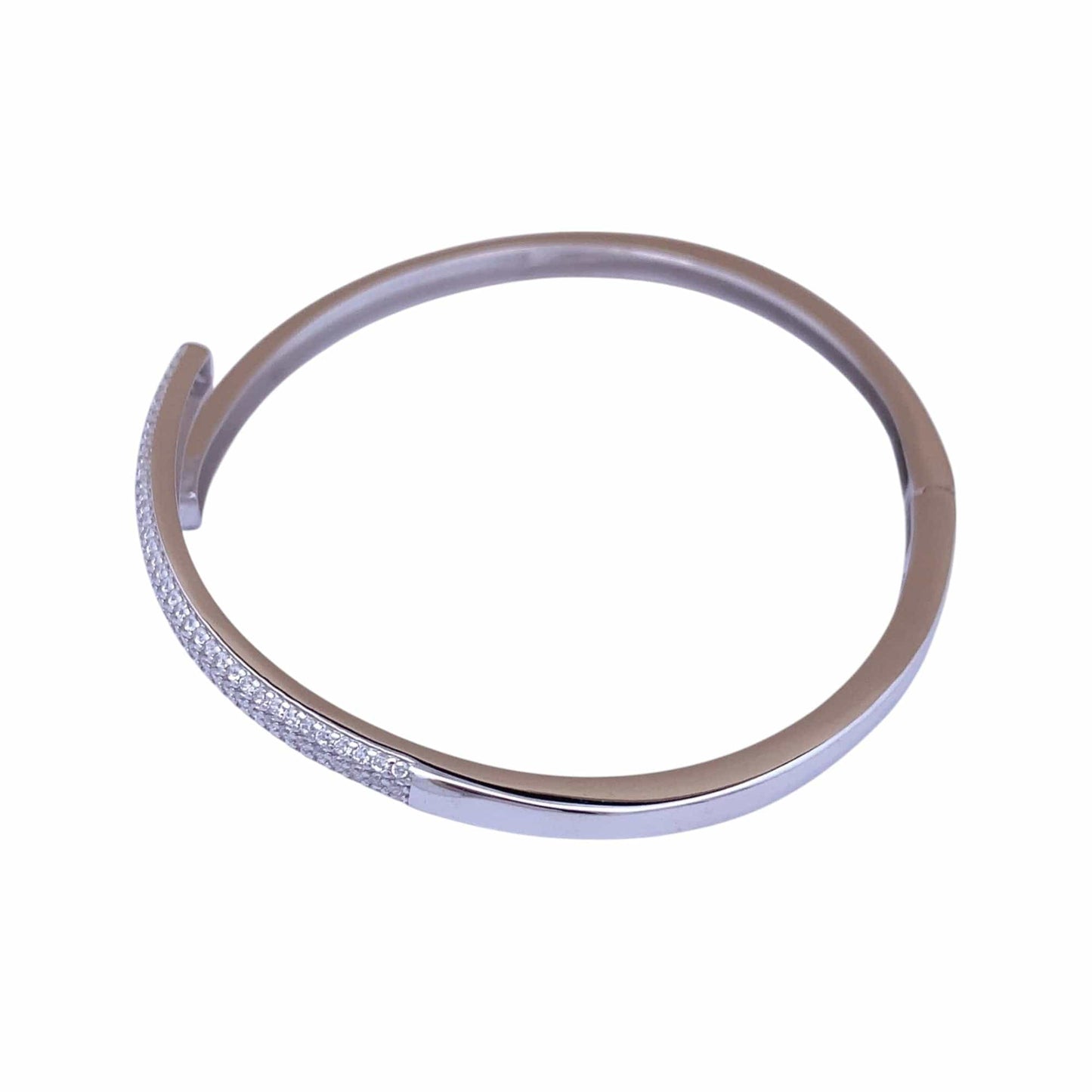 Zirconia Cuff Bracelet (Pure Silver) - Silver