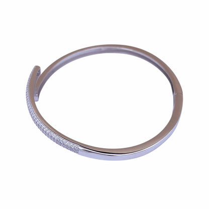 Zirconia Cuff Bracelet (Pure Silver) - Silver