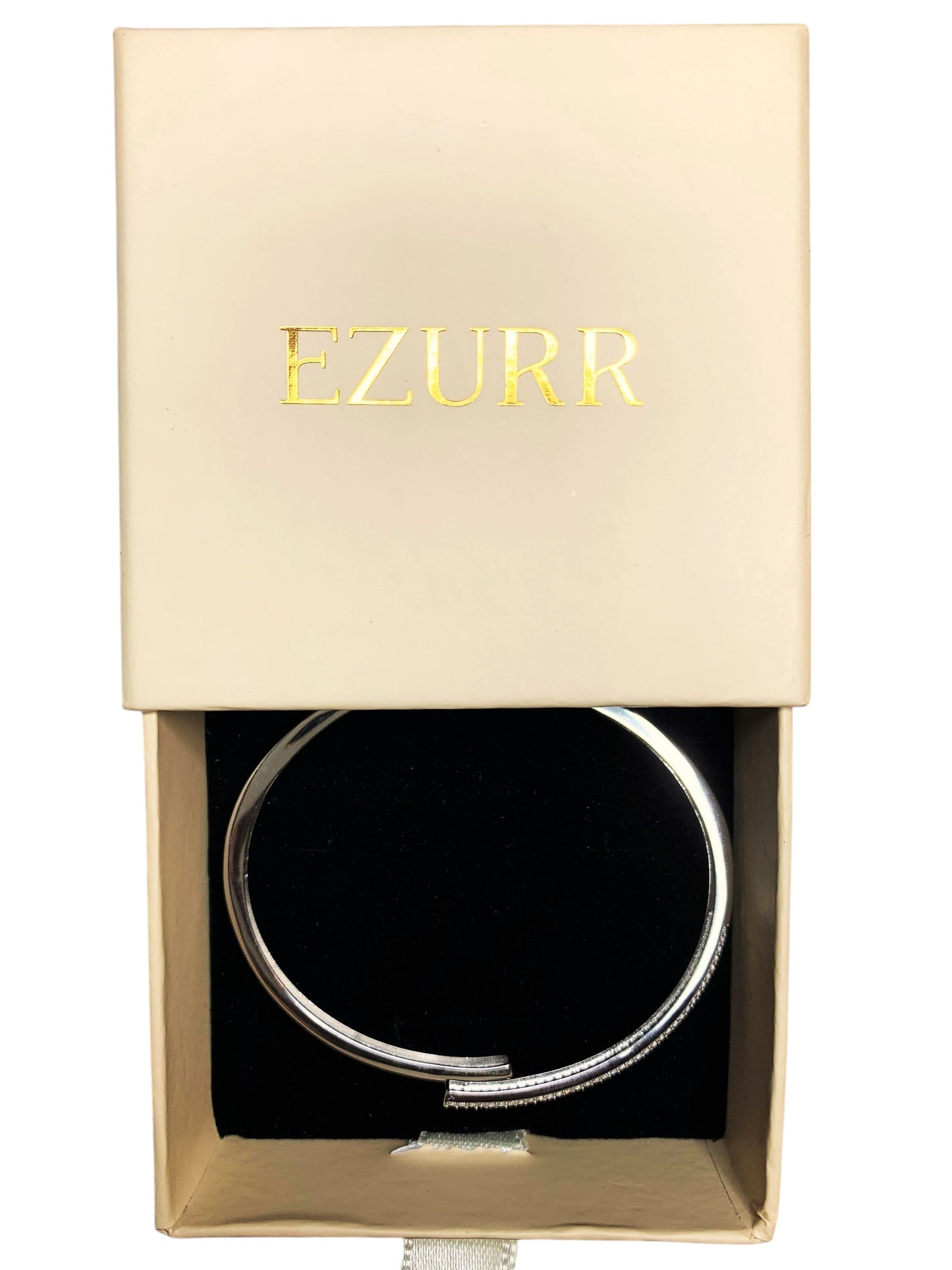 Zirconia Cuff Bracelet (Pure Silver) - Silver