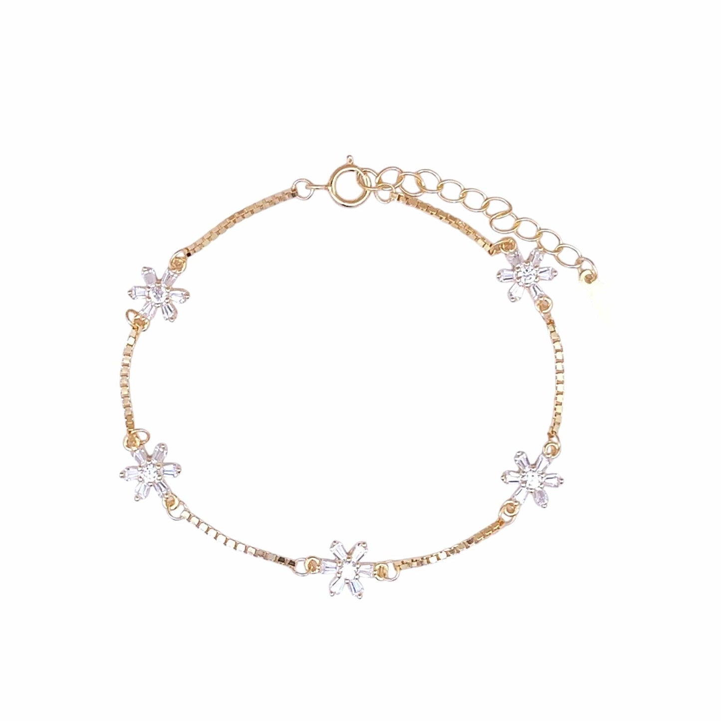 Baguette Bloom Bracelet (Pure Silver) - Gold