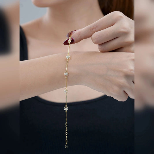 Baguette Bloom Bracelet (Pure Silver) - Gold