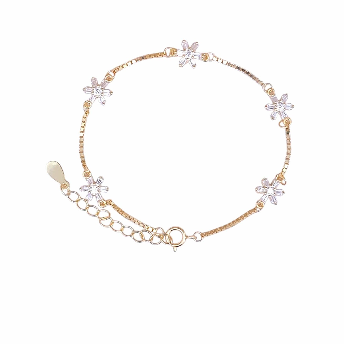 Baguette Bloom Bracelet (Pure Silver) - Gold