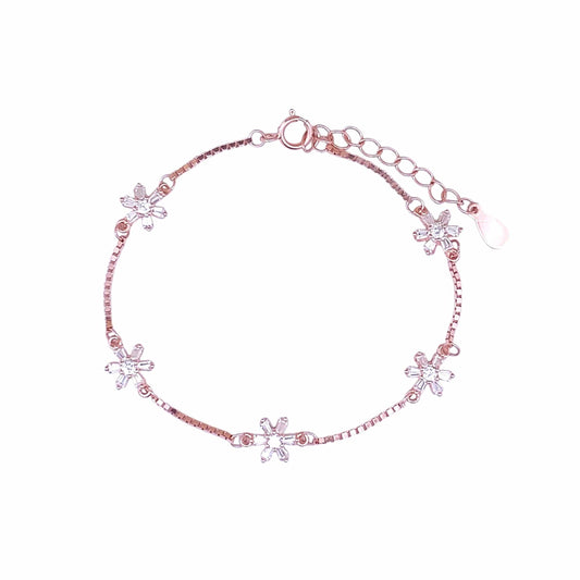 Baguette Bloom Bracelet (Pure Silver) - Rose Gold