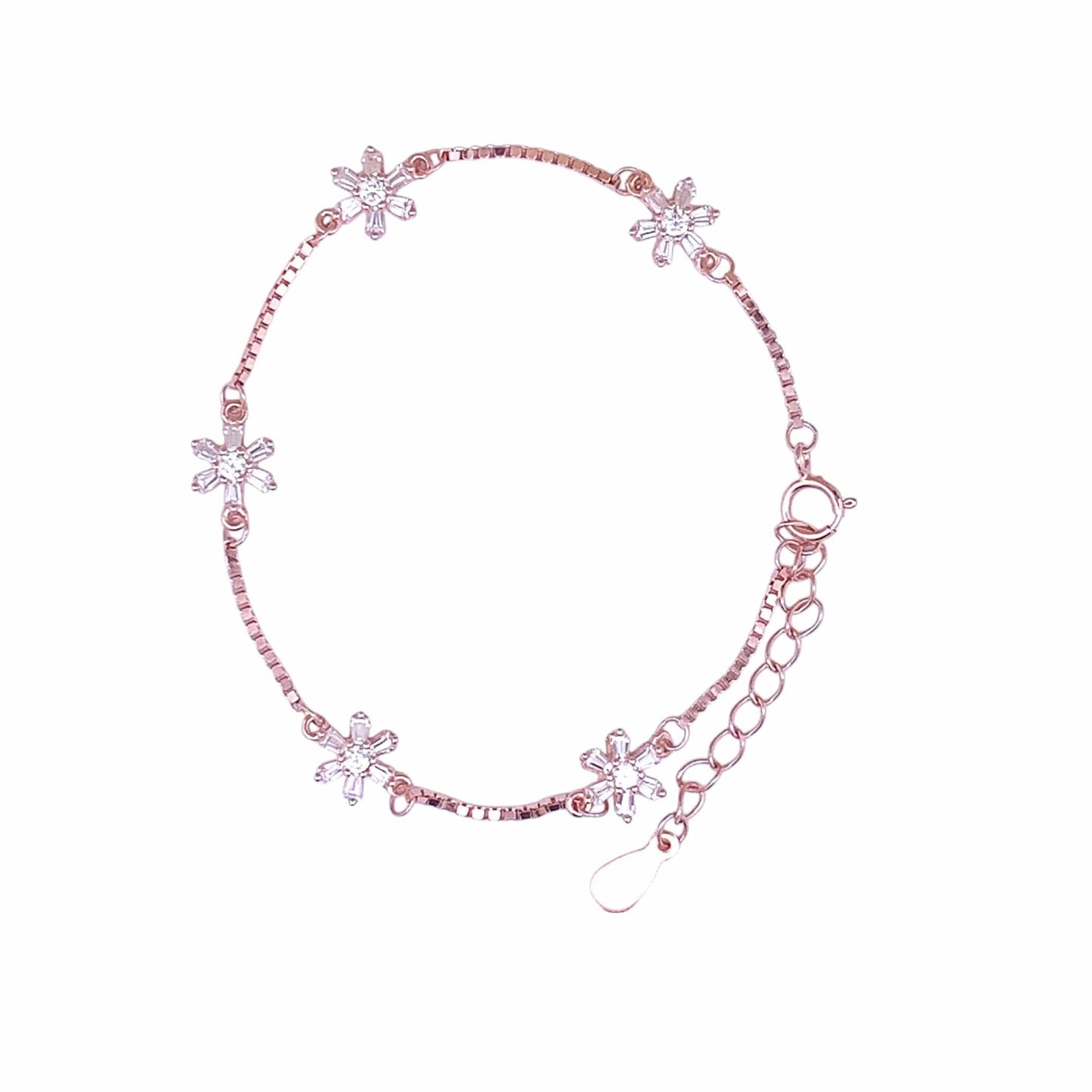 Baguette Bloom Bracelet (Pure Silver) - Rose Gold