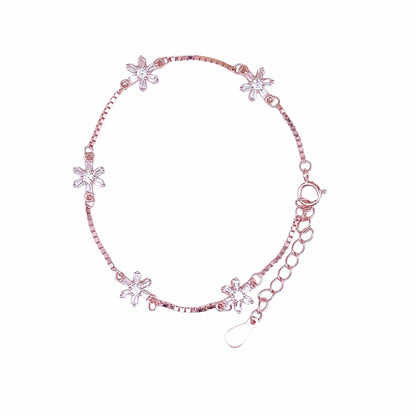 Baguette Bloom Bracelet (Pure Silver) - Rose Gold