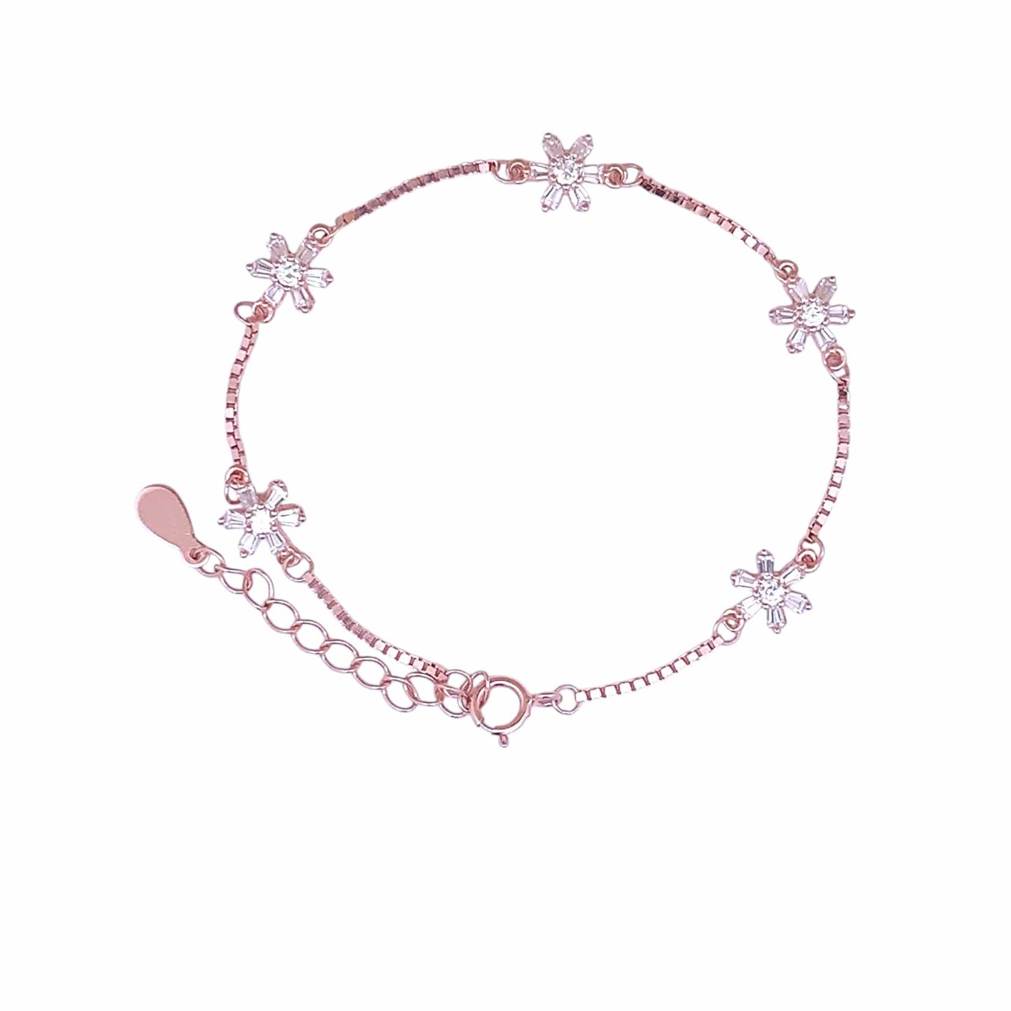 Baguette Bloom Bracelet (Pure Silver) - Rose Gold