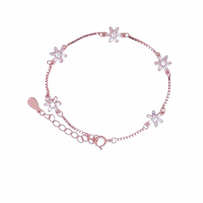 Baguette Bloom Bracelet (Pure Silver) - Rose Gold