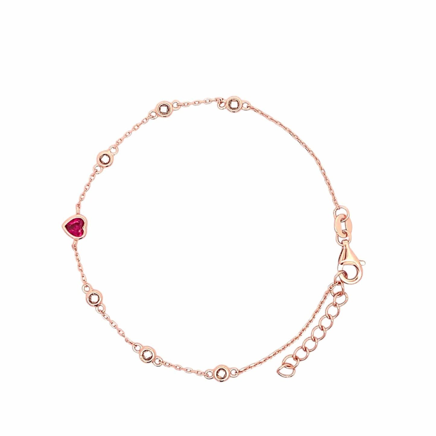 Pink Heart Bracelet (Pure Silver) - Rose Gold