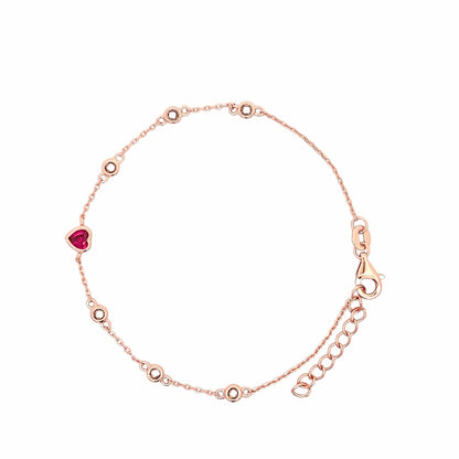 Pink Heart Bracelet (Pure Silver) - Rose Gold