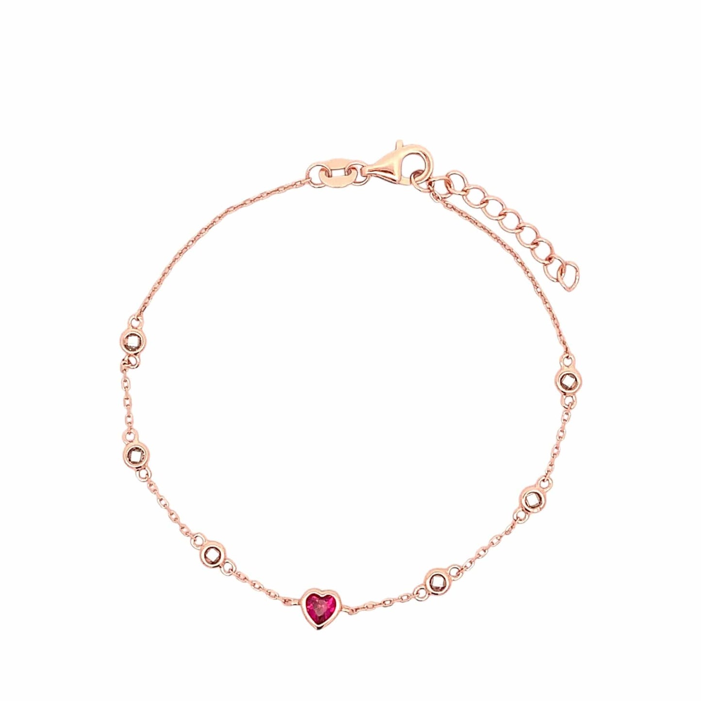 Pink Heart Bracelet (Pure Silver) - Rose Gold