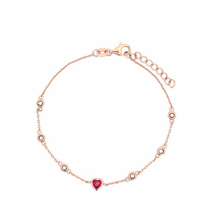 Pink Heart Bracelet (Pure Silver) - Rose Gold