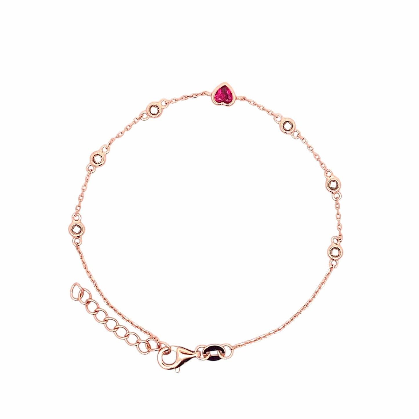 Pink Heart Bracelet (Pure Silver) - Rose Gold