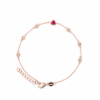 Pink Heart Bracelet (Pure Silver) - Rose Gold