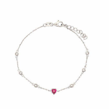 Pink Heart Bracelet (Pure Silver) - Silver