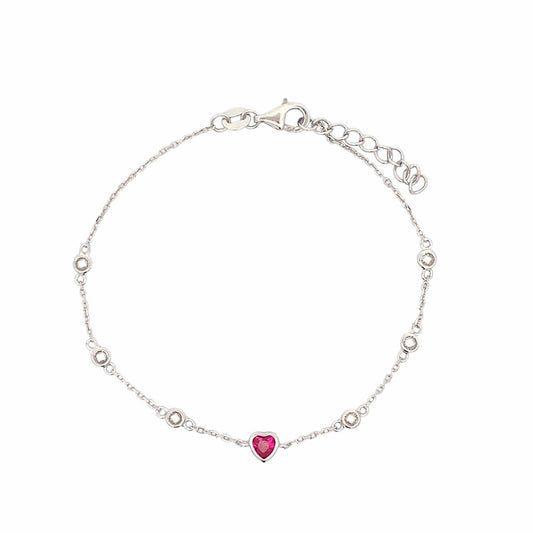 Pink Heart Bracelet (Pure Silver) - Silver