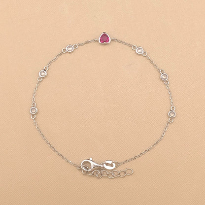 Pink Heart Bracelet (Pure Silver) - Silver
