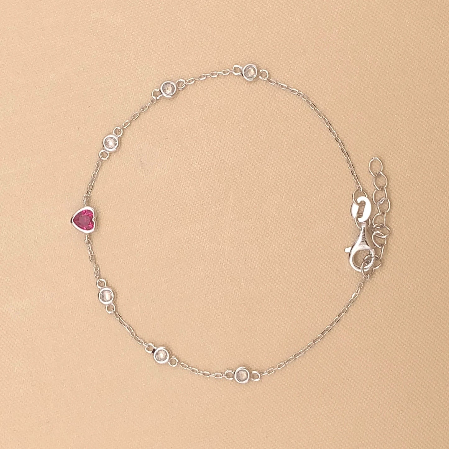 Pink Heart Bracelet (Pure Silver) - Silver