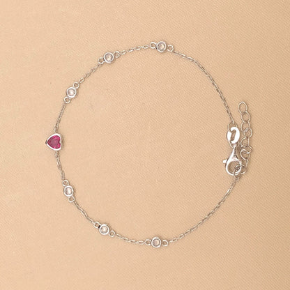 Pink Heart Bracelet (Pure Silver) - Silver