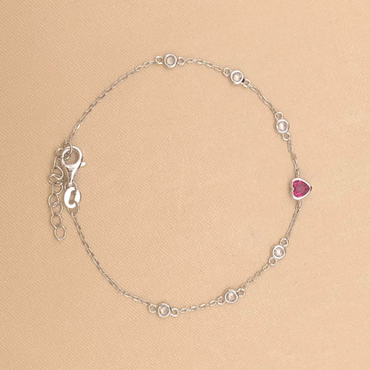 Pink Heart Bracelet (Pure Silver) - Silver