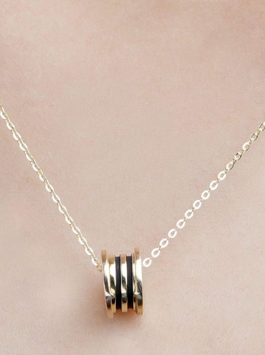 Enamel Roll Pendant Chain Gold