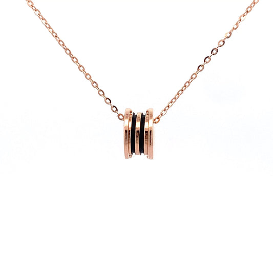 Enamel Roll Pendant Chain (Pure Silver) - Rose Gold