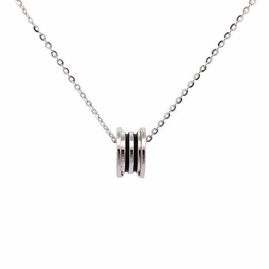 Enamel Roll Pendant Chain (Pure Silver) - Silver