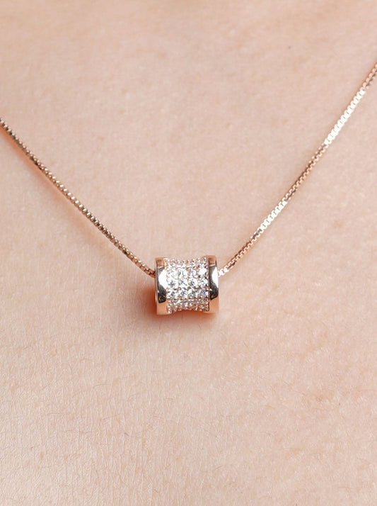 Zircon Roll Pendant Chain Rose Gold