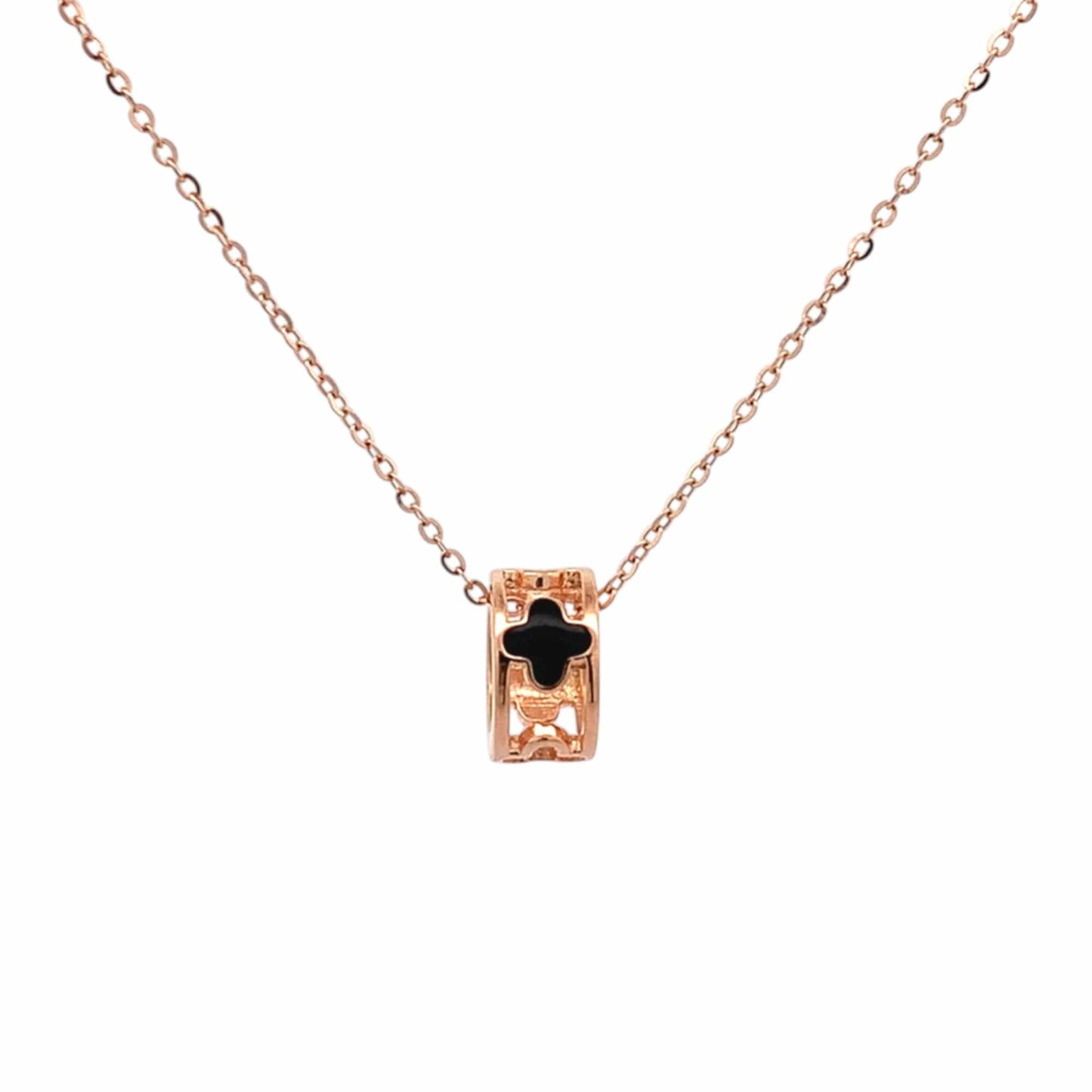 Clover Roll Pendant Chain (Pure Silver) - Rose Gold