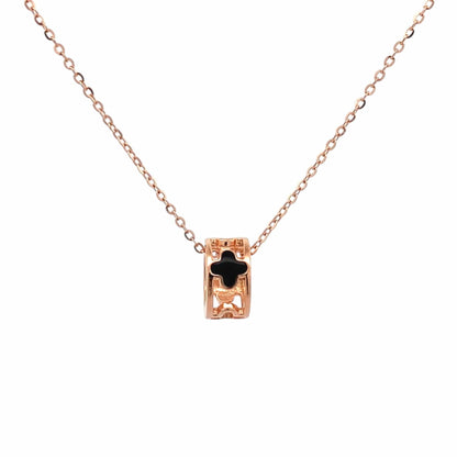 Clover Roll Pendant Chain (Pure Silver) - Rose Gold
