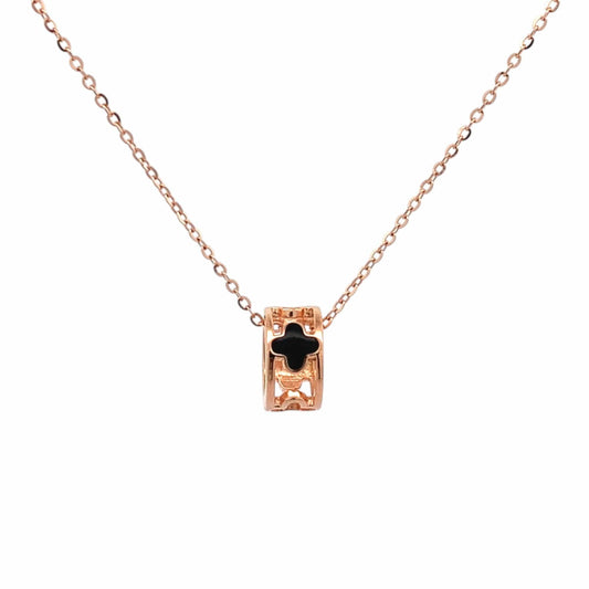 Clover Roll Pendant Chain (Pure Silver) - Rose Gold