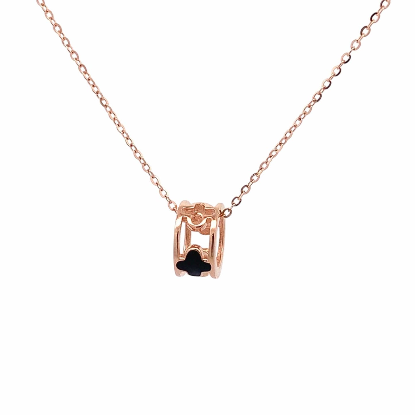 Clover Roll Pendant Chain (Pure Silver) - Rose Gold