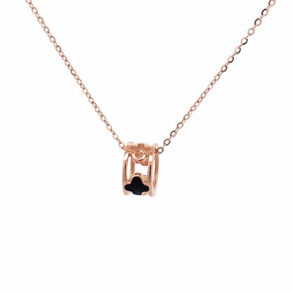 Clover Roll Pendant Chain (Pure Silver) - Rose Gold